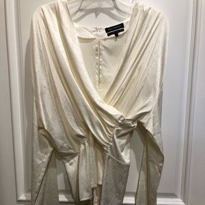 NEW w/TAGS! Something Navy Wrap Front Jacquard Top